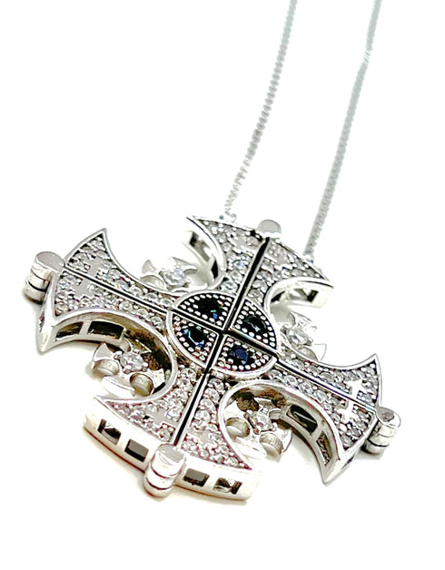 Sterling Classic Jerusalem Cross Opening Magnetic Necklace